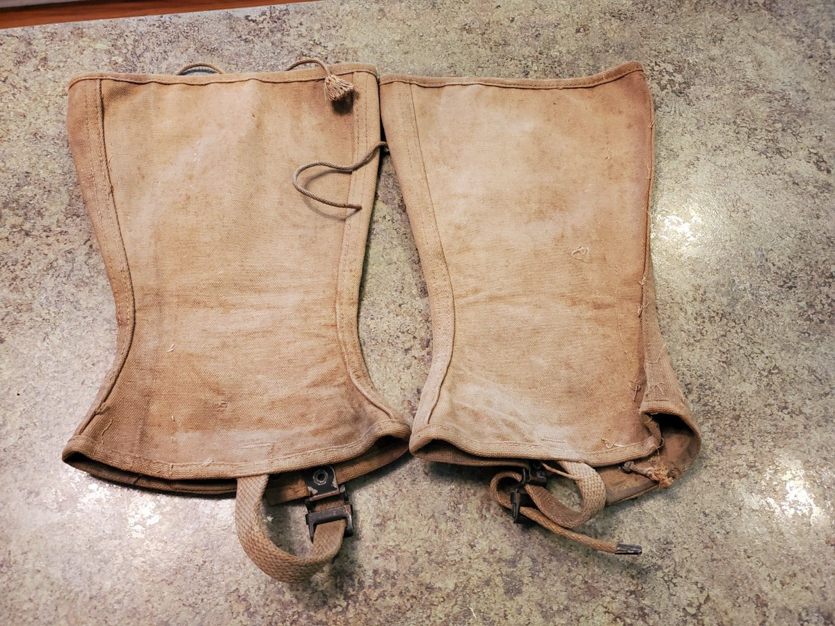 Vintage Original WWI WWII Canvas U.S. Army Military Gaiters Spats
