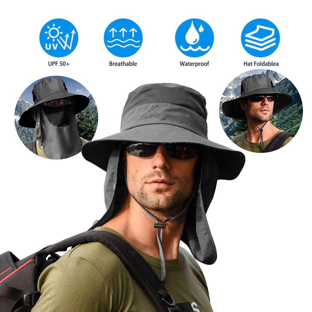 Bucket Hat with Wide Brim for Men UV Protection Summer Outdoor Fishing Sun Hat-image
