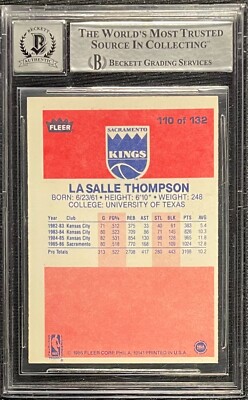LASALLE THOMPSON SIGNED 1986 FLEER #110 CARD BECKETT GEM MINT AUTO 