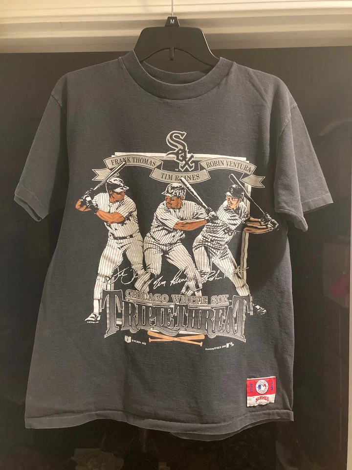 Camisa de Colección Años 90 Medias Blancas Triple Amenaza Ropa Deportiva Grande Hecha en EE. UU. RARA rap hip Foto 2 de 4