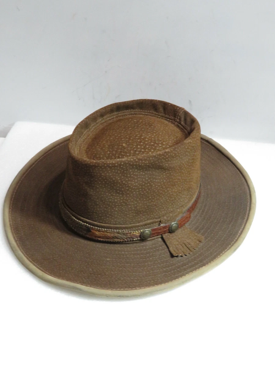 Henschel Hat quarters U.S.A. Brown Leather western Hat Size L