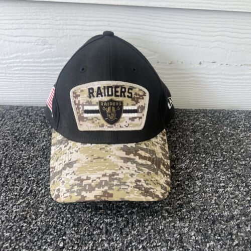 Raiders Hat Cap Fitted Black New Era NFL Digital Tech Camo USA Mens Medium/Large - Picture 1 of 7