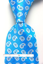 New Classic Paisley Blue Silver JACQUARD WOVEN 100 Silk Men's Necktie Tie