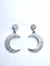 Orecchini pendenti quadrati in argento sterling 925 con zirconi