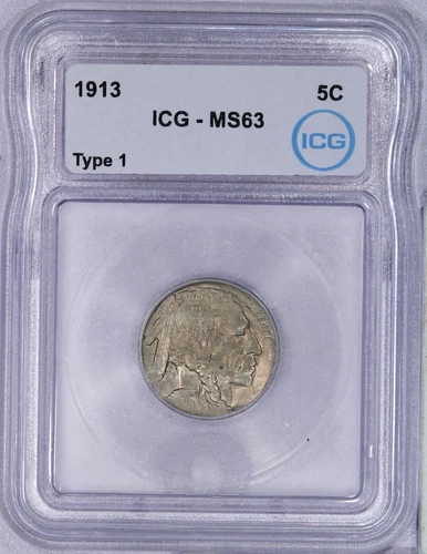 1913 Buffalo Nickel 5c ICG MS63 - Type 1