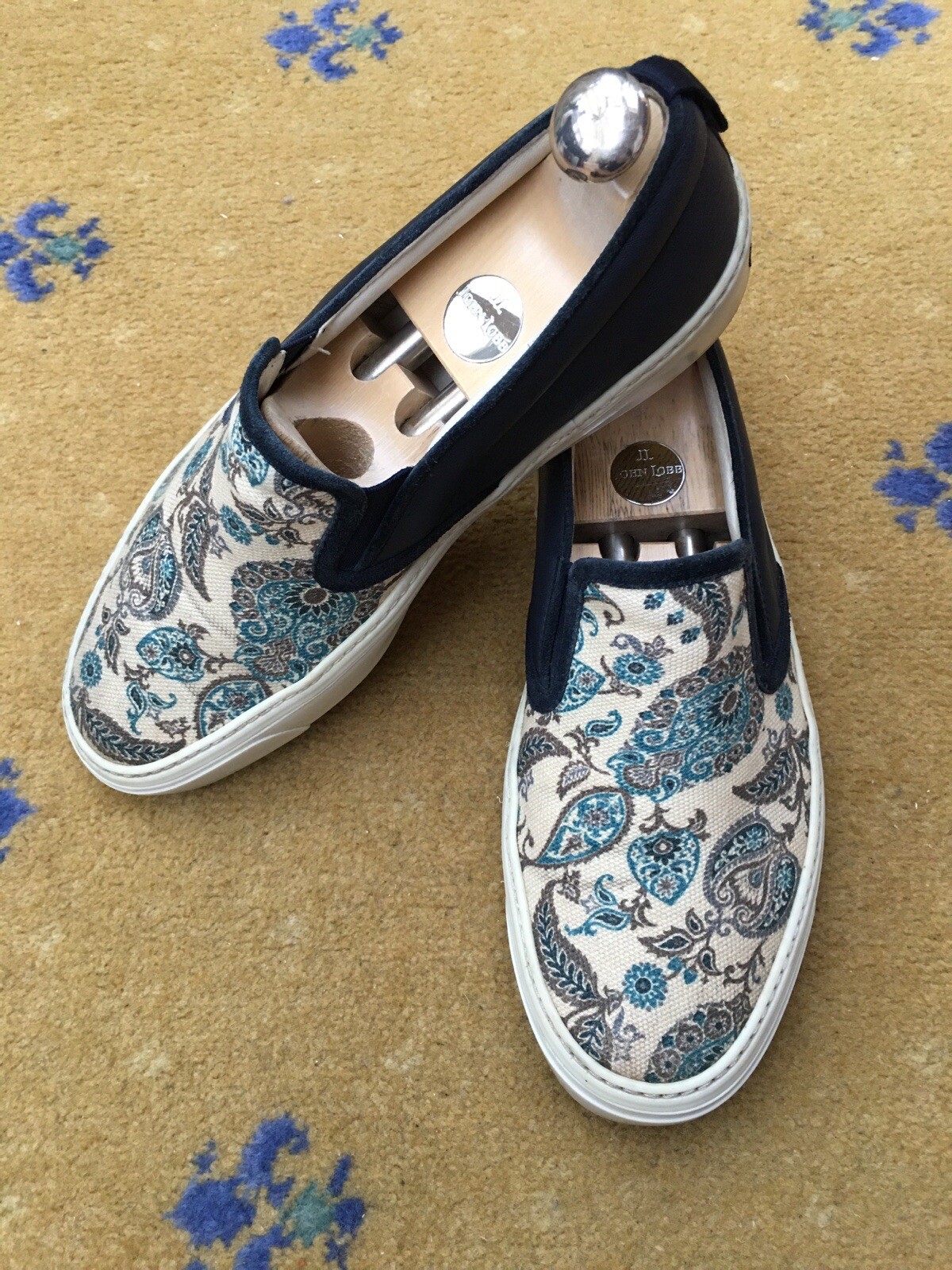 Gucci Trainers Sneaker Shoes Paisley Canvas Leather Mens UK 6.5 US 7.5 EU 40.5