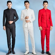 Uomo Abito Alla Coreana Nonno Colletto Cinese Asiatico Cena Giacca Pantaloni