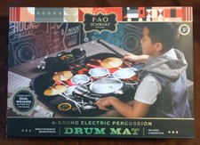 FAO Schwarz 8-Sound Electric Percussion Drum Mat  2 Drumsticks       