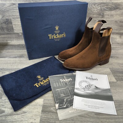 Herren Trickers UK 6,5 Lambourn Chocolate Repello Wildleder Chelsea Boots *Ex-Display*