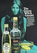 1973 WOLFSCHMIDT VODKA The Green Witch Gimlet Cocktail PRINT AD
