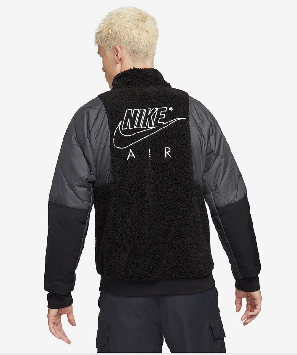 Nike Mens Sportswear Sherpa Half Zip Jacket Black/ White Nike Mens Sportswear Sherpa Half Zip Jacket Black/ White