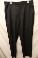 Mens Axist Dress Flat Front Pants Sz 36x32 Polyester Blend Black