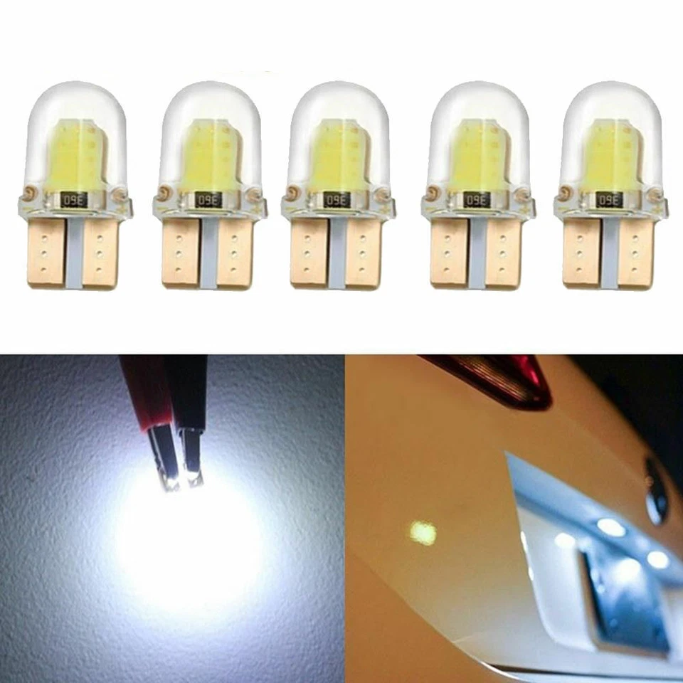 Colorful 10x T10 194 168 LED Light Bulbs W5W 8 SMD Silica Bright License Lamp - Image 4 of 4