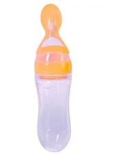 Lavaport Newborn Baby Silicone Squeeze Feeding Bottle with Training Rice Spoon 