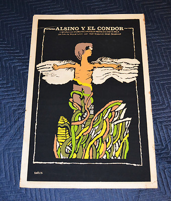 1982 Original Cuban Silkscreen Movie Poster.Alsino y el Condor.Angel Boy bird.