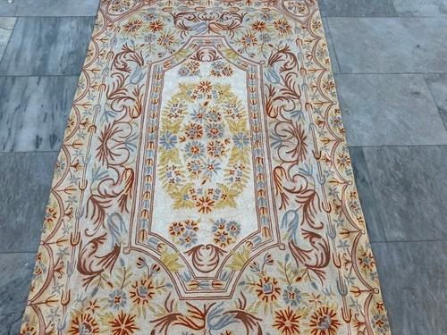 Vintage French Style Aubusson Needle point Stunning Area Rug 3x5 ft Free Ship - Picture 2 of 8