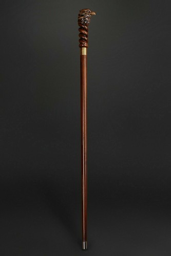 Walking Stick Cane Eagle Head Handle Wooden Hand Carved Handmade Hiking Stick - Picture 2 of 6