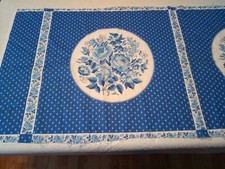 Blue floral quilt block pillow block panel approx 16" x 16"