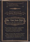 Flora A. Pease Hight, Memorial Funeral Card (1858-1889) - Exeter, Maine
