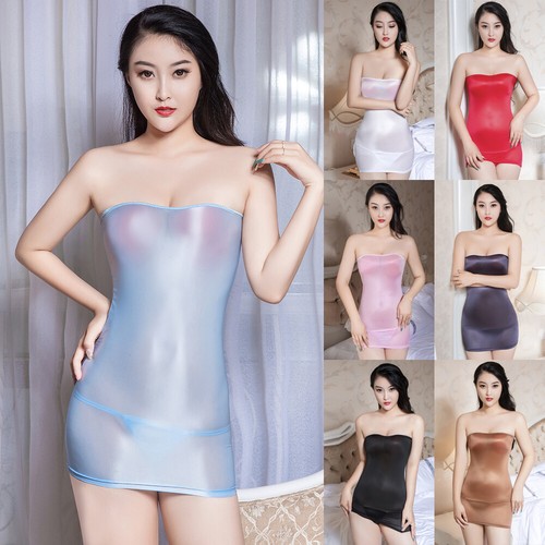 Sexy Women's Sheer Mini Dress Tube Top 