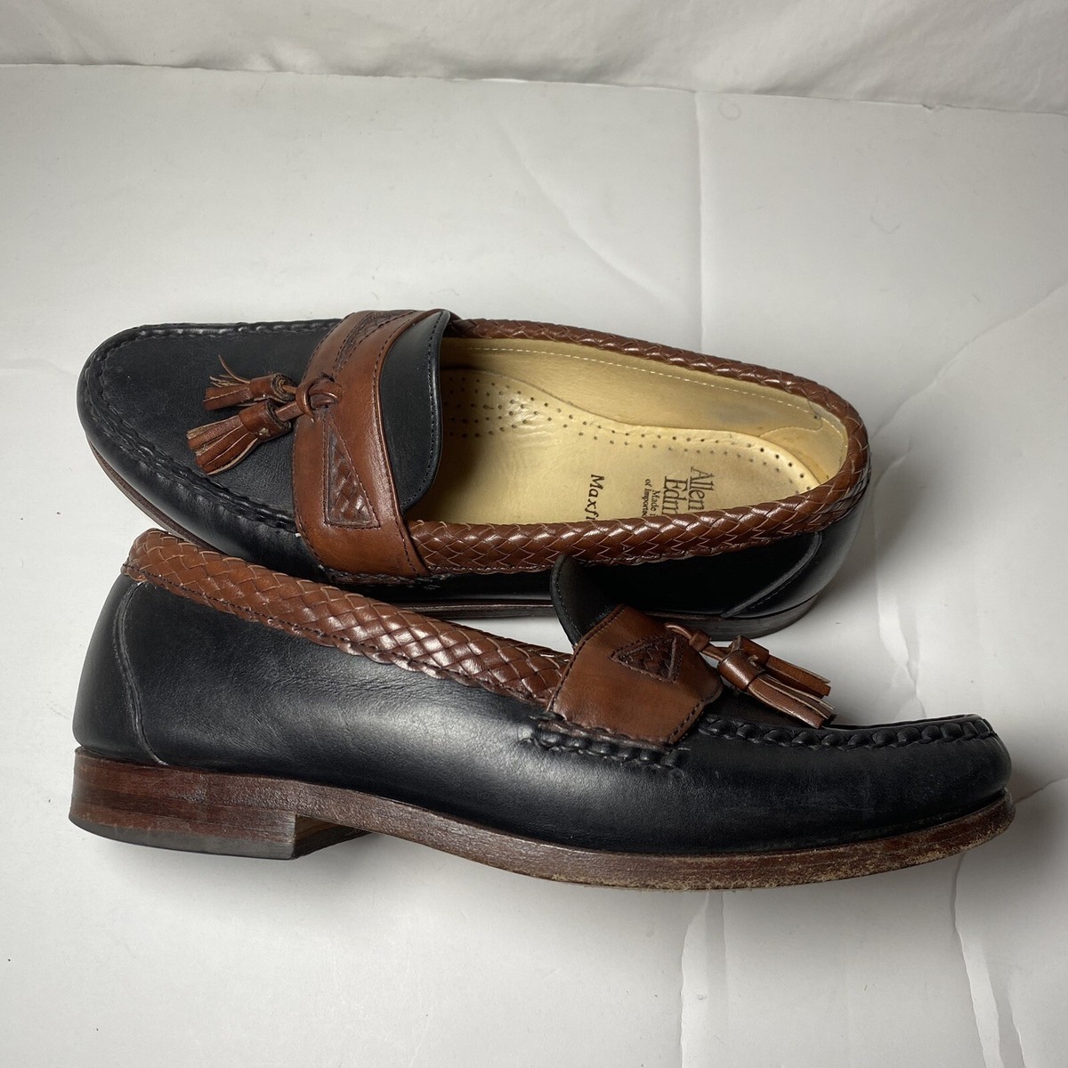 Allen Edmonds Maxfield Tassel Loafers Men’s 8D Black Brown Woven Leather USA Allen-Edmonds Maxfield Black and Brown Tassel Loafers - 8  main image 4