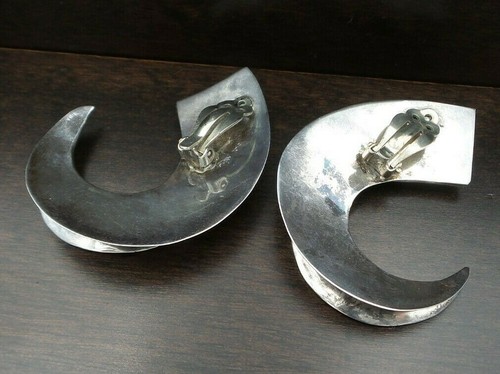 Schönes Paar große Vintage Mid Century Mexiko Sterling Silber Ohrringe - Bild 9 von 12