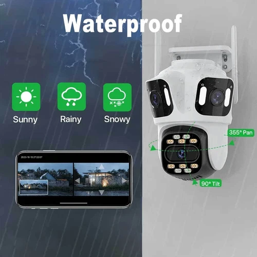 Wireless WiFi Bluetooth Security Camera Outdoor 1080P 3 Lens PTZ CCTV Home House - Picture 12 of 17