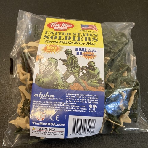 TimMee Processed Plastic Army Men 100 Tan & OD Green Tim Mee Toy