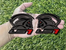 LS1 Reaper Emblem Badges Red Eye and Red 1 Matte Black on Black New Aggressive