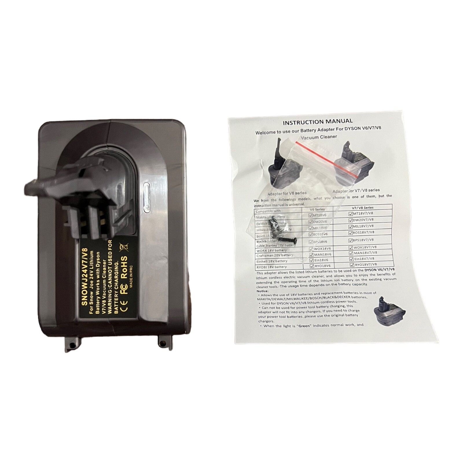 High Capacity Battery Adapter Replacement for Dyson V7 V8 Cordless Vacuums