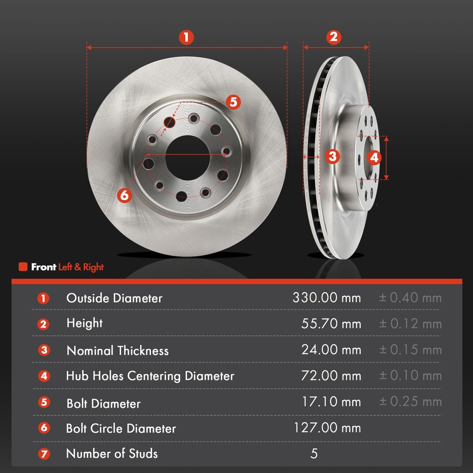 6x Front Side Brake Disc Rotor & Ceramic Brake Pad for Jeep Wrangler