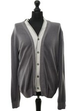 Wool & Co Herren Cardigan Strickjacke 2XL grau leicht Feinstrick mit Lammwolle