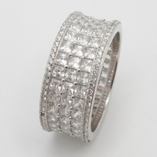 Sterling Silver Square Clear CZ Cubic Zirconia Eternity 9mm Band Ring Size 9.5