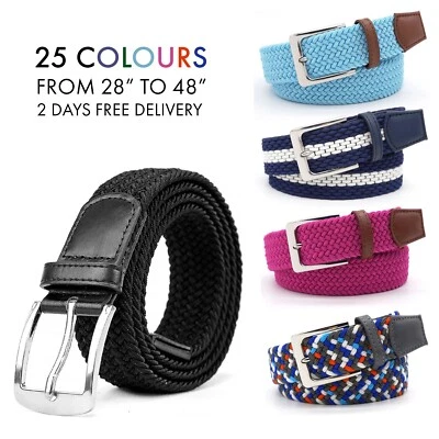 Woven Stretchy Belt Braided Black Mens belt Casual Women belt from Winston Hide