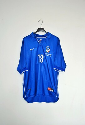 Maillot Vintage Italia 1998 – Baggio Authentique – Nike Bleu Extérieur, Taille XL