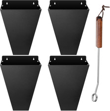 4 Pack Chicken Butchering Cones with Lung Scraper Black Heavy Duty Steel Chicken