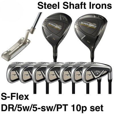 New Callaway Warbird Club 10p Set DR/5W/5-SW/PT Headcovers S-Flex Steel Shaft