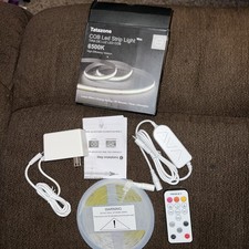White Cob Led Strip Light Max With Rf Remote 16.4ft 6500k Dimmable Bright