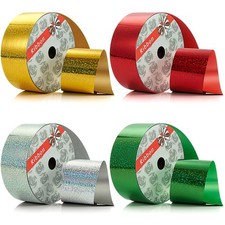 Best 4 Rolls Wrapping Shiny Waterproof Ribbon for Christmas 50 Yards Curling