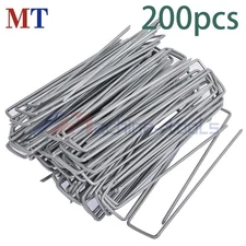 200 Pack 6" Landscape Staples Garden Stakes Galvanized Sod Staples 11 Gauge