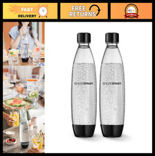 1L Twin Pack Carbonated Water Bottles - Dishwasher Safe, Slim Design, Reusable P