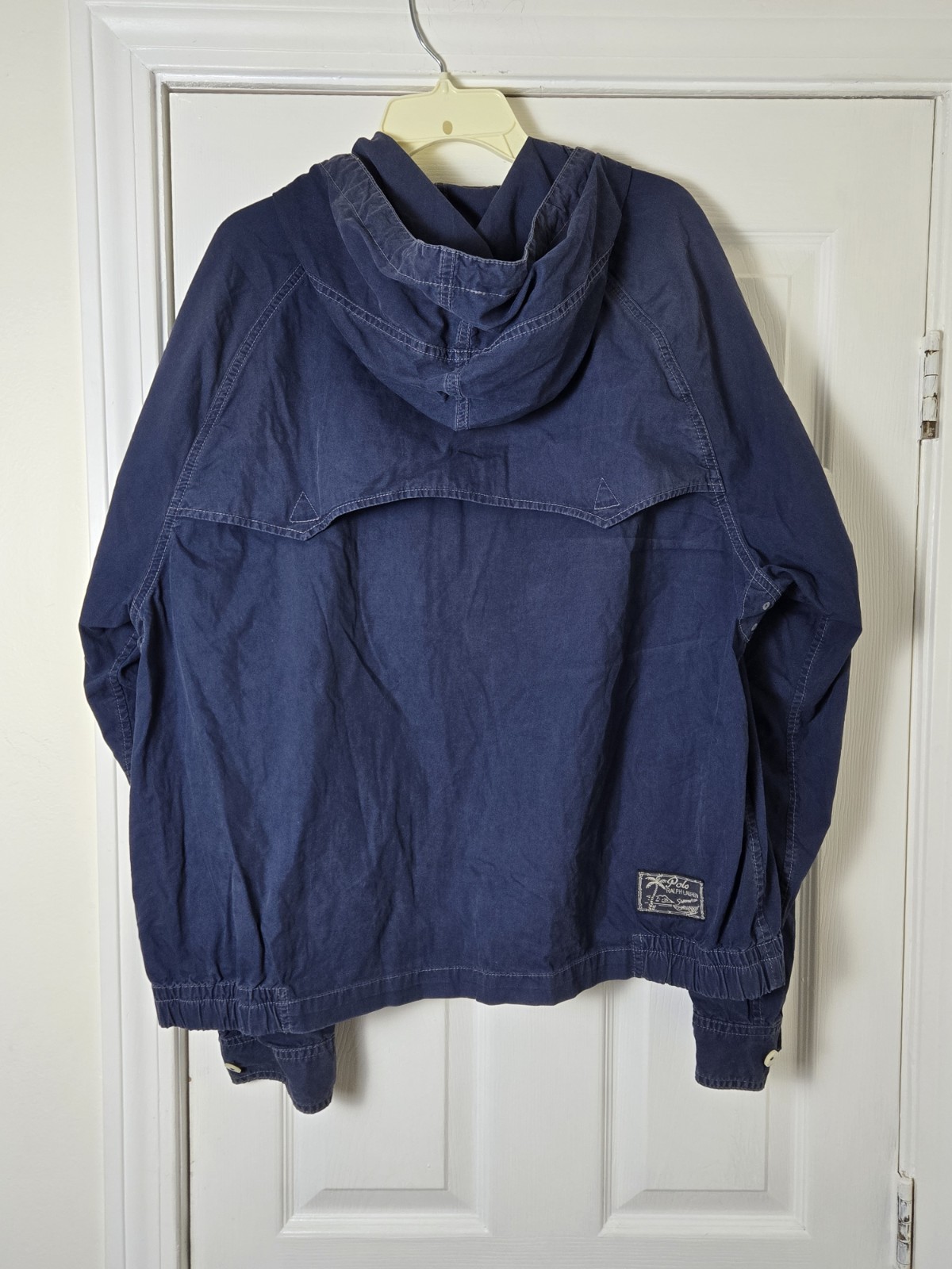 Costume da bagno vintage Polo Ralph Lauren BIG PONY giacca a vento zip taglia 2XL blu navy