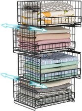 4-Tier Sliding Closet Organizers Storage Shelves Stackable Closet Shelf