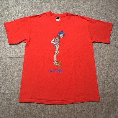 (TINY HOLE) 2000's GORILLAZ 2D Damon Albarn BLUR DEL Deltron 3030 Tshirt Size L