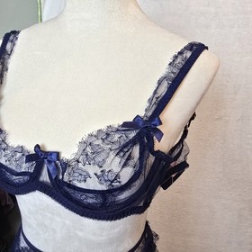 Agent Provocateur Willa Blue Bra &  Garter Lingerie Set (NO THONG!) NWOT 2 piece
