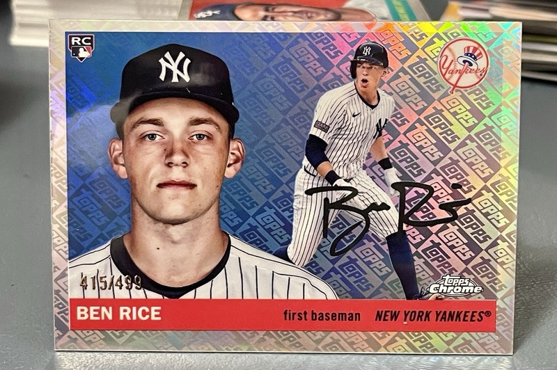 2025 Topps Chrome Platinum Ben Rice #311 Topps Refractor /499 Rookie Yankees RC
