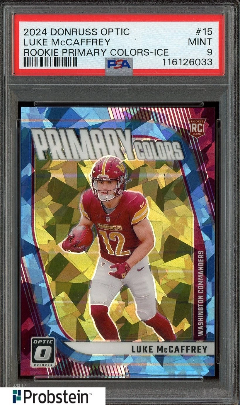 Luke McCaffrey Panini Donruss Optic Rookie Primary Colors #15 Ice
