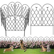 32 in H x 118 in L Decorative Metal Garden Fence, Dog Fence Outdoor for Y...