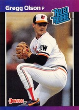 Gregg Olson 1989 Donruss 46 Baltimore Orioles Rookie Baseball Card. rookie card picture