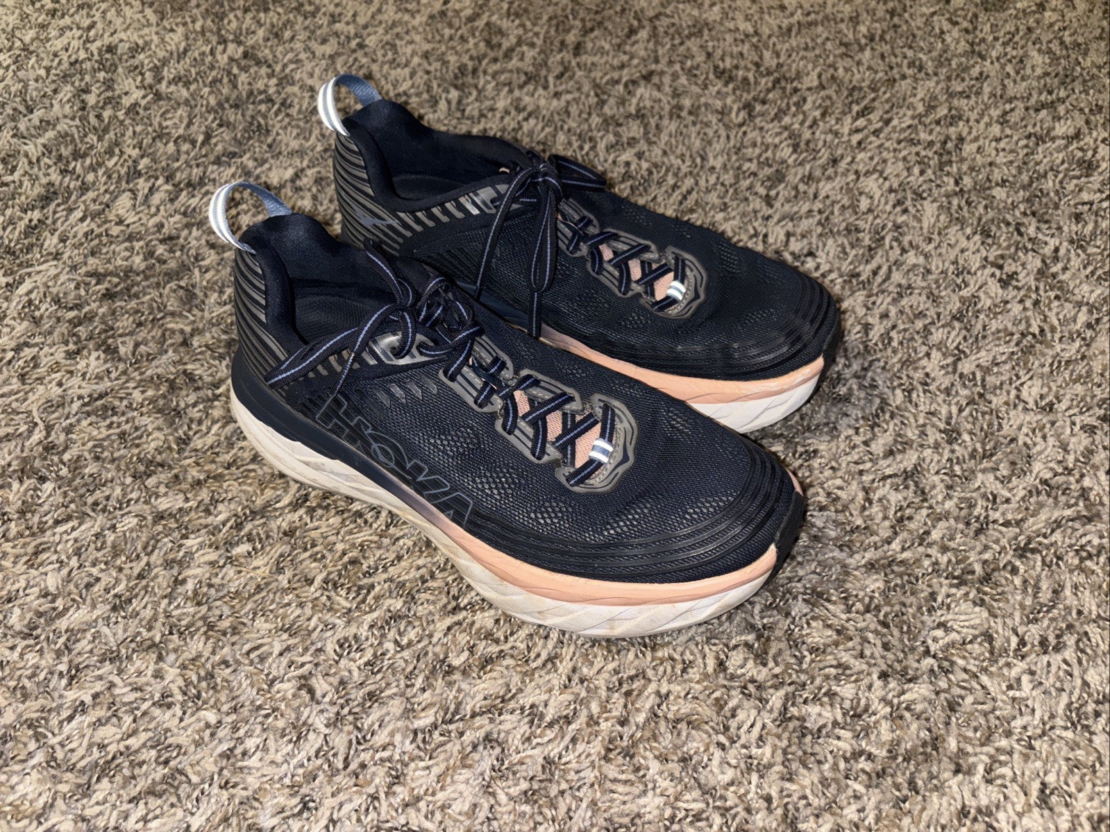 Hoka Shoes Bondi 6 Womens 9 Running Athletic Sport Comfort Cushion Blue Pink